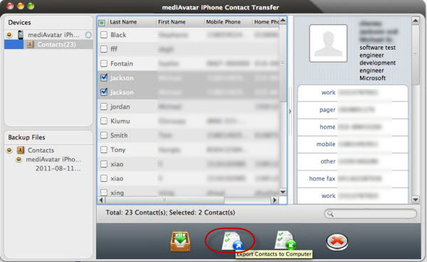Export iPhone contacts to Mac